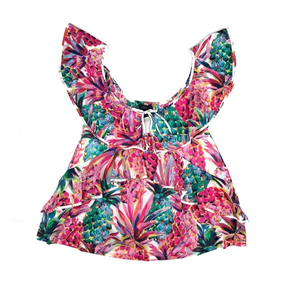 J. Crew • Ruffle Top In Ratti Painted Pineapple - Picture 2 of 7